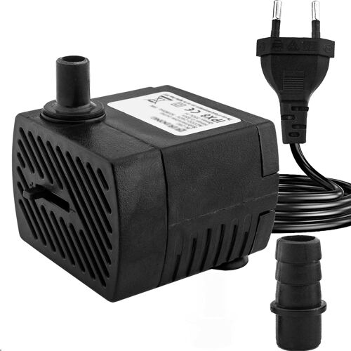 KALANKA-Mini pompe à eau (350 L/H, 5 W), pompe d'aquarium ultra silencieuse avec hub élevé, avec câble d'alimentation de 1,5 m, 2 buses pour bassin, fontaine, statues, hydroponique