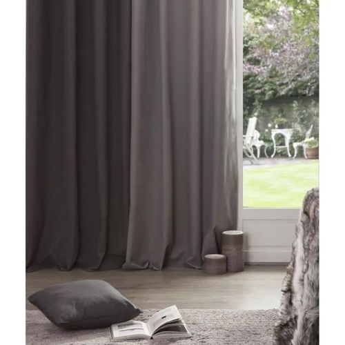 Rideau Occultant - Atmosphera - 260x140 Cm - Gris Clair - 65% Coton - 8 ?Illets En Métal