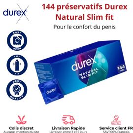 Durex 144 Préservatifs Natural Slim Fit Fins Lubrifiés Homme Lot Capote Extra