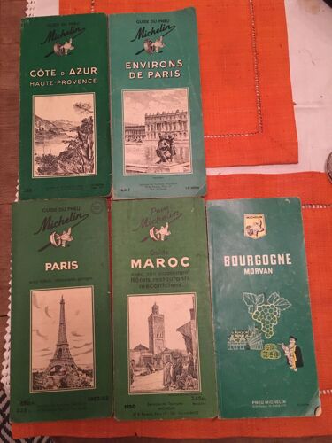 6 Guides Michelin Année 50 52 ..Paris Cote D Azur ..Vosges …Maroc … Bourgognes 