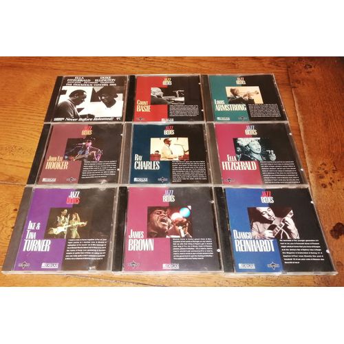 Lot De 9 Albums Cd Jazz & Blues Collection Atlas :James Brown Louis Armstrong Johnny Lee Hooker Ray Charles Count Basie Ike & Tina Turner Ella Fitzgerald Django Reinhardt