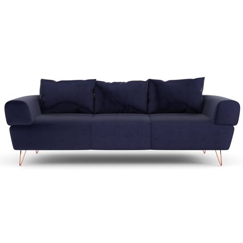 Canapé droit fixe 3 places Tissu / Microfibre Bleu