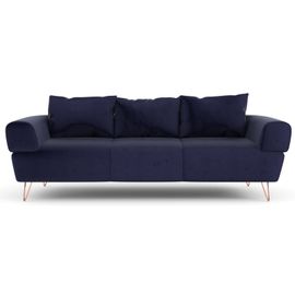 Canapé droit fixe 3 places Tissu / Microfibre Bleu