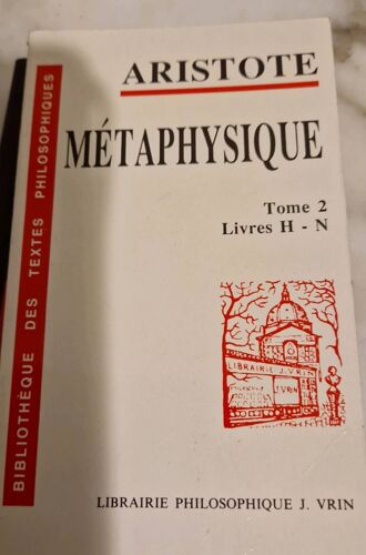 Aristote Metaphysiqye Tome 2 Livre H-N