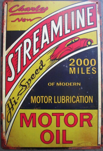Plaque Décorative En Tôle "Streamline Motor Oil" - Publicité Vintage30x20