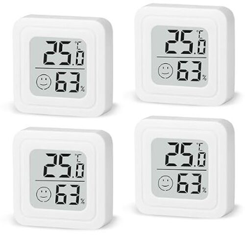 4Pcs Mini Thermomètre Hygromètre Intérieur Digital à Haute Précision Moniteur de Température et Humidimètre Thermo Hygromètre Indicateur du Niveau pour Maison Chambre Bébé