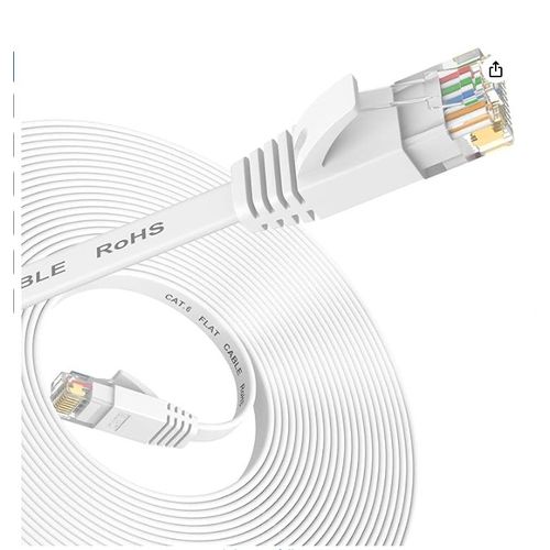 Câble Ethernet Nixsto de 15 mètres, câble réseau haut débit Cat 6, câble Internet plat avec connecteur RJ45 pour modem, routeur, commutateur et PS4, compatible avec les câbles LAN Cat 7 et Cat 8