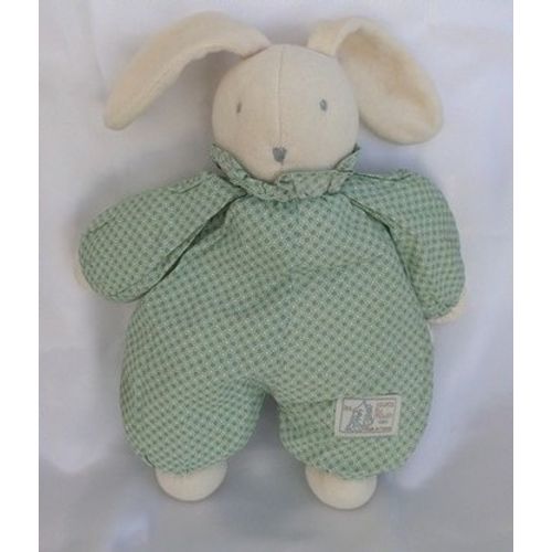 Doudou Peluche Lapin Blanc Vert Pois Les Jouets du Moulin Roty