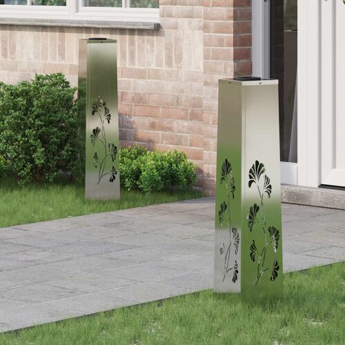 vidaXL Lumière de chemin LED solaire 2 pcs Galvanisé Galvanisé