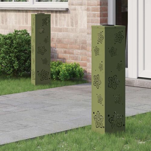 vidaXL Lumière de chemin LED solaire 2 pcs Vert olive