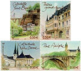 France 2003, Capitales Européennes, Luxembourg, Très Belle Série Complète Neuve** Luxe Timbres Yvert 3624 Cathédrale Notre Dame, 3625 Citadelle Saint Esprit, 3626 Palais Grand Ducal, 3627 Pont Adolphe