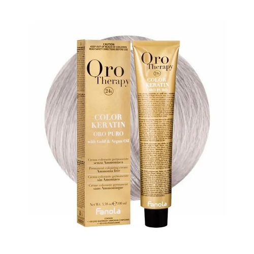 Coloration Permanente - Fanola - Oro Puro 10.21 - Sans Ammoniaque - Kératine - Huile D'argan 