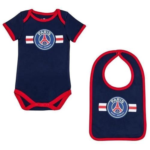 3 Mois - Body Bébé Garçon - Paris Saint Germain - Collection Officielle - Coton - Bleu - Sans Manche