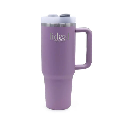 Mug Isotherme Violet Rose Avec Paille 1,2l | Gourde Acier Inoxydable Sans Bpa | Gourde Isotherme Design Anti-Fuite Étanche | Tasse Isotherme Avec Poignée Pour Voyage Voiture Travail Sports
