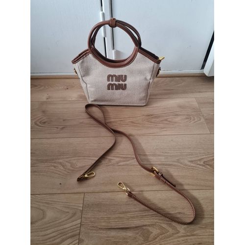 Sac à main bandoulière "Miu Miu" Ivy beige et marron