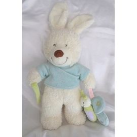 Doudou Peluche Lapin Blanc Papillon Grelot Tex Baby