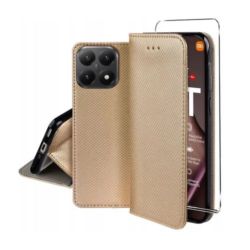 Housse pour Xiaomi 15T 5G - etui coque pochette portefeuille + verre trempe - OR MAGNET