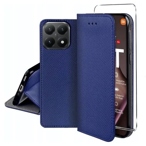 Housse pour Xiaomi 15T 5G - etui coque pochette portefeuille + verre trempe - BLEU MAGNET