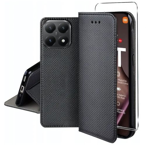 Housse pour Xiaomi 15T 5G - etui coque pochette portefeuille + film ecran - NOIR MAGNET