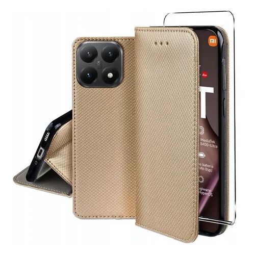 Housse pour Xiaomi 15T 5G - etui coque pochette portefeuille + film ecran - OR MAGNET