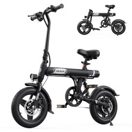 Varun C14 Vélo Électrique Urbain Pliable 14", Autonomie 45km, 350w, 7,8ah, Charge 120kg,Noir