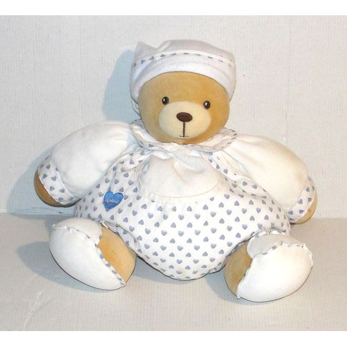 doudou ours boule patapouf salopette blanche coeur kaloo
