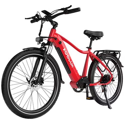 Koolux X3 Vélo Électrique Urbain 26", Vitesse 45km/H, 48v 15ah, Moteur 250w, Autonomie 85km, Charge 120kg, Rouge