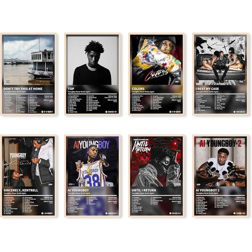 Set de 8 Posters N ba Youngboy pour Decoration Chambre Adolescent Musique Aesthetique 8x12 Pouces