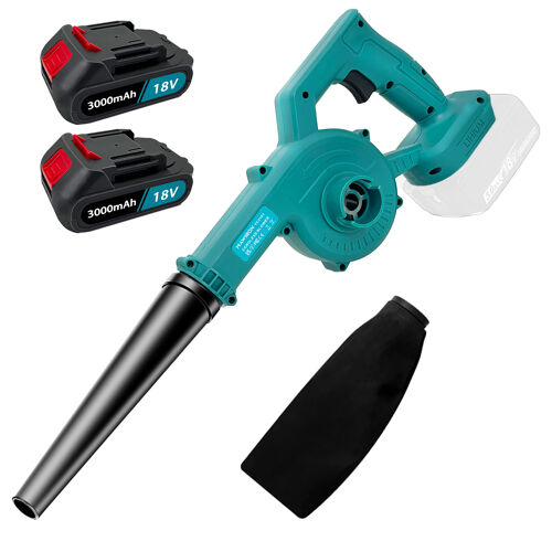 Mini souffleur sans fil, aspirateur électrique à feuilles léger et portable, livré avec deux batteries 3,0 Ah et un chargeur, adapté aux pelouses/jardins.