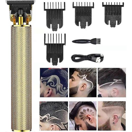 Tondeuse À Cheveux Pour Hommes, Tondeuse Sans Fil Rechargeable, Kit De Rasage En Métal, Rasoir À Barbe Professionnel Pour Salon De Coiffure, Or