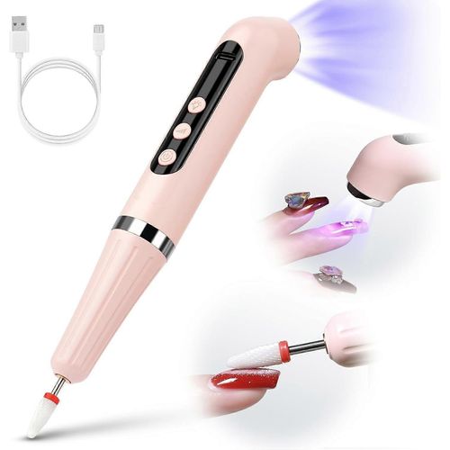 Ponceuse À Ongles Sans Fil, Lampe Uv, Ponceuse Électrique, Ponceuse À Ongles Professionnelle 2 En 1, Polissage Et Séchage Des Ongles En Acrylique, Manucure Et Pédicure, Rose 
