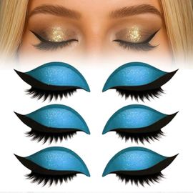 Faux Cils Autocollants Ajustables, Maquillage Rapide Des Yeux, Combinaison De Fard À Paupières, Réutilisables, Pour Débutantes, Bleus 