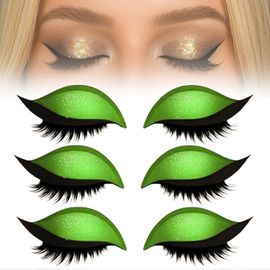 Faux Cils Autocollants Ajustables, Maquillage Rapide Des Yeux, Combinaison De Fard À Paupières, Réutilisables, Pour Débutantes, Verts 