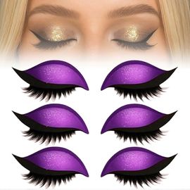 Faux Cils Autocollants Ajustables Pour Un Maquillage Rapide Des Yeux, Combinaison De Fards À Paupières Et Réutilisables, Parfaits Pour Les Débutantes, Violets 