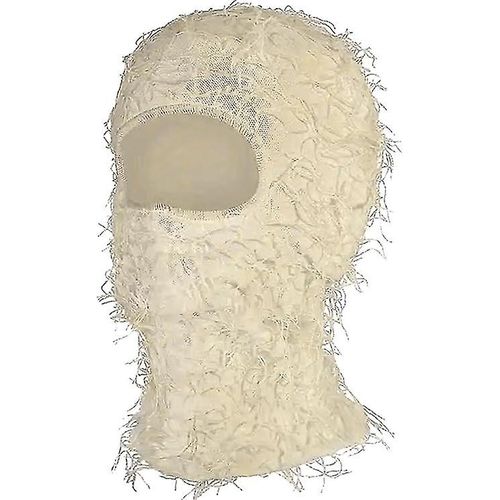 Cagoule Homme Effet Vieilli, Masque De Ski Intégral, Bonnet, Masque D'hiver Chaud Et Coupe-Vent En Maille, Beige