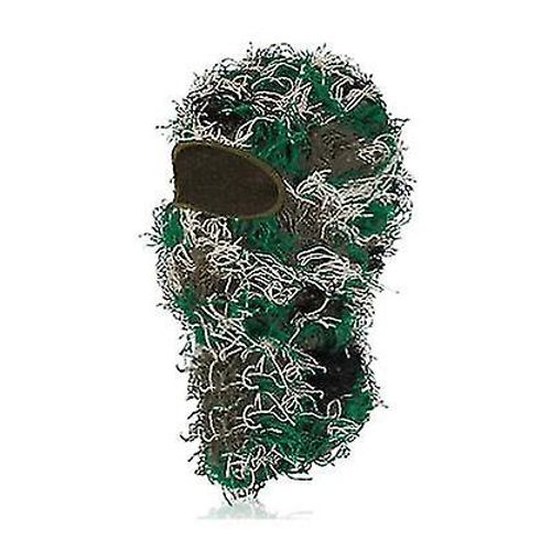 Cagoule Homme Effet Vieilli, Masque De Ski Intégral, Bonnet, Masque D'hiver Chaud Et Coupe-Vent En Maille, Vert Camouflage