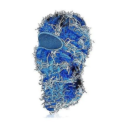 Cagoule Homme Effet Vieilli, Masque De Ski Intégral, Bonnet, Masque D'hiver Chaud Et Coupe-Vent En Maille, Camouflage Bleu