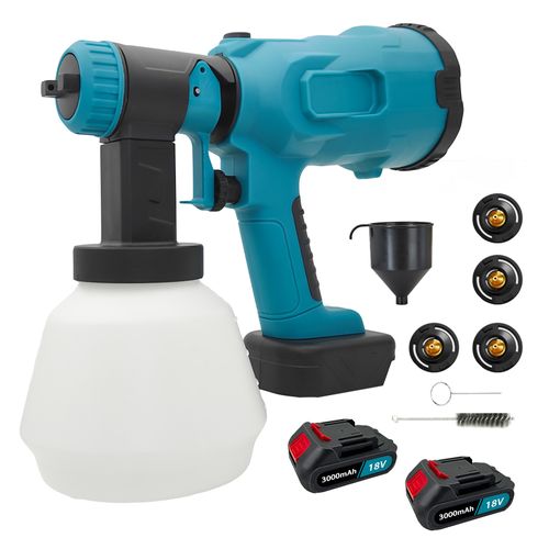 Pistolet de pulvérisation de peinture électrique HVLP avec batteries de 2 PCS et conteneur de 1000ml, pulvérisateur de peinture sans fil avec 4 tailles de buse pour meubles de terrasse/jardin