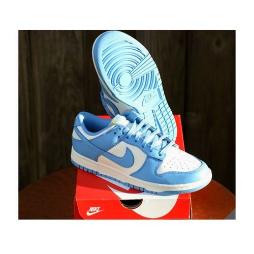 Nike Cuir Dunk Low Sneakers Bleu Et Blanc Tennis Chaussures Baskets Souple Confortable Fermeture Lacets Semelle Caoutchouc 36 Mixte Homme Femme