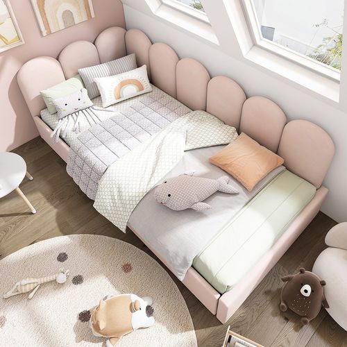 Lit avec tiroirs lit lit simple canapé-lit 90x190 cm avec sommier à lattes lit adolescent et lit en velours rose