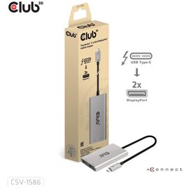 CLUB3D CSV-1586 hub & concentrateur Thunderbolt 3 40000 Mbit/s Argent
