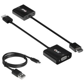 CLUB3D CAC-1302 câble vidéo et adaptateur 0,5 m HDMI Type A (Standard) VGA (D-Sub) Noir