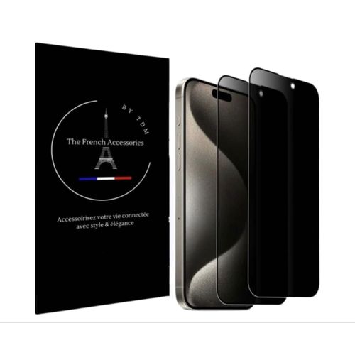 THE FRENCH ACCESSORIES BY TDM ¿ Lot de 2 Verres Trempés Privacy pour iPhone 15 Pro / iPhone 16 Pro 6,1¿Protection Écran Anti-Espion Noir Ultra Résistante Sans Bulles