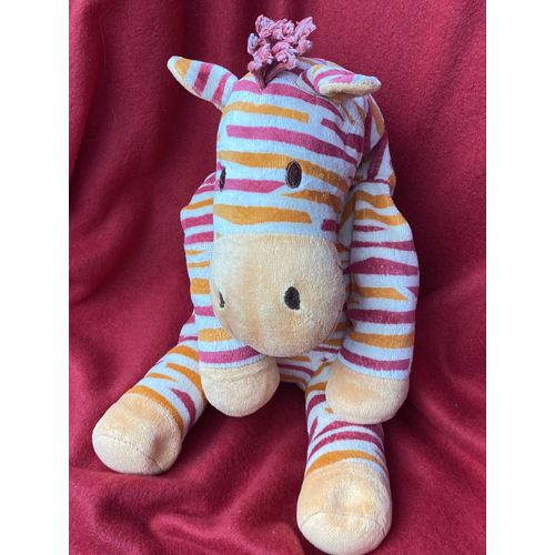 DOUDOU ZÈBRE ORANGE ROUGE HAPPY HORSE 35CM
