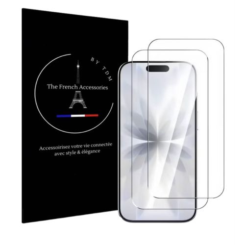 THE FRENCH ACCESSORIES BY TDM ¿ Lot de 2 Verres Trempés pour iPhone 16 Pro / iPhone 17 / iPhone 17 Pro Protection Écran Transparente 9H Ultra Résistante Sans Bulles écran de protection 