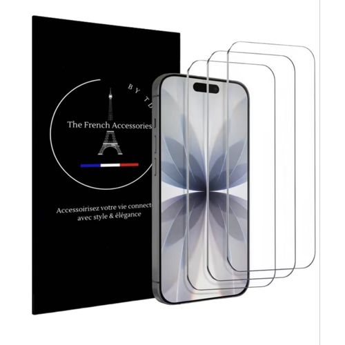 THE FRENCH ACCESSORIES BY TDM ¿ Lot de 3 Verres Trempés pour iPhone 16 Pro / iPhone 17 / iPhone 17 Pro Protection Écran Transparente 9H Ultra Résistante Sans Bulles