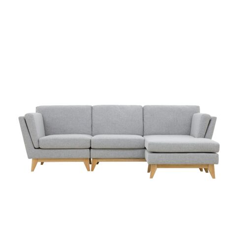 Canapé d'angle réversible 4 places en tissu gris clair NORDEN