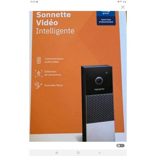 Sonnette video intelligente netatmo Wi-Fi filaire neuve sous sceller jamais deballer