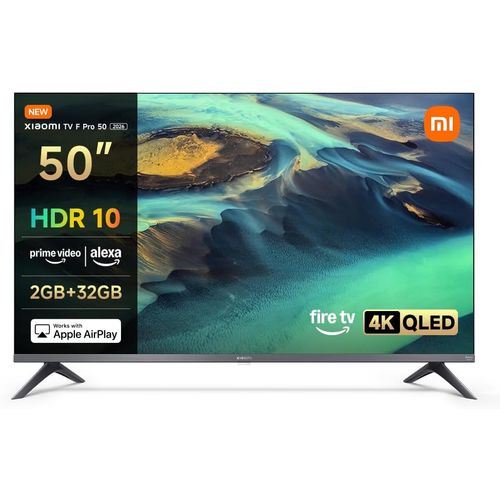 XIAOMI TV F Pro 50, 127 cm (50 Pouces), 4K UHD QLED, Smart TV, Fire TV, Contrôle Vocal Alexa, HDR10+, 60Hz avec 120Hz Game Boost Mode, MEMC, 2Go+32Go, Compatible avec AirPlay