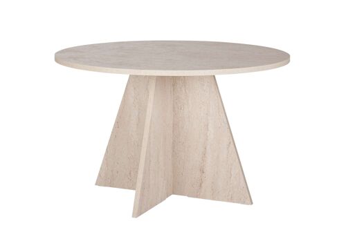 Table à manger en bois "Virella" - 120 x 120 x 75 cm - Travertin